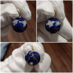 14K Gold Pendant for Necklaces Doves Globe Charm with Solid real 14kt